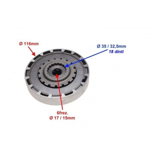 Kuplung 110-125ccm váltós (2 lamellás / 18 fogas)