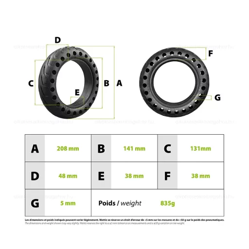 Gumiköpeny (tömör) roller 8,5X2 XIAOMI M365 / M365 PRO M188 – elektromos roller gumik és belsők alkatrész, cikkszám: P10552