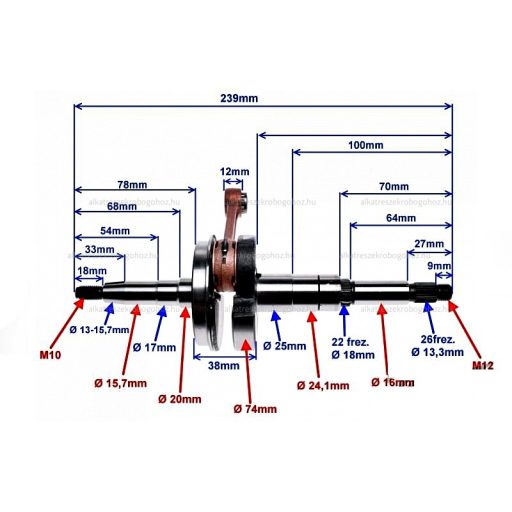 Főtengely Aprilia SR 50cc LC / Suzuki Katana LC (morini blokkos)
