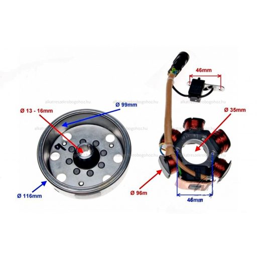 Gyújtás alaplap állórész + forgórész Piaggio Új modell