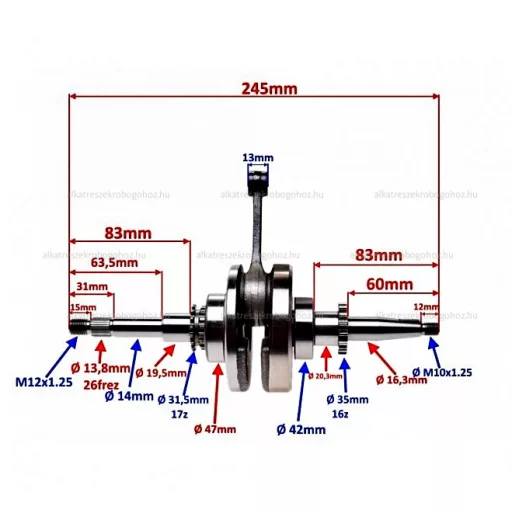 Főtengely Peugeot Kisbee 4T / Django 50 4T