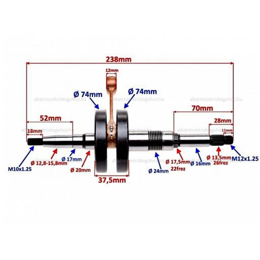Főtengely Aprilia Habana 50cc AC / Suzuki Katana AC (morini blokkos)