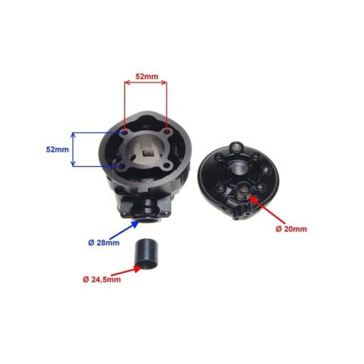 Hengerszett + hengerfej vízhűtéses Minarelli AM6 fekete (Aprilia RX/RS, Rieju, Yamaha DT/TZR 50) 2T 70 ccm