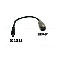   Töltő átalakító adapter GX16-3P papa csatlakozóról DC 5.5 2.1mm mama csatlakozóra