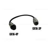 Töltő átalakító adapter GX16-3 papa csatlakozóról GX16-4 pin mama csatlakozóra – elektromos roller akkumulátor és töltés, cikkszám: P14178