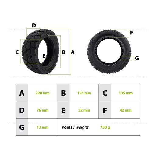 Gumiköpeny Kukirin G2 Pro (2024 verzió) rollerhez - 9x3.00-5.5 – elektromos roller gumik és belsők alkatrész, cikkszám: P14237