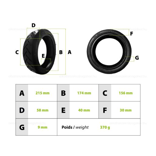 Gumiköpeny Xiaomi rollerhez (Wanda) – 8.5x2.50 (75/61) méret