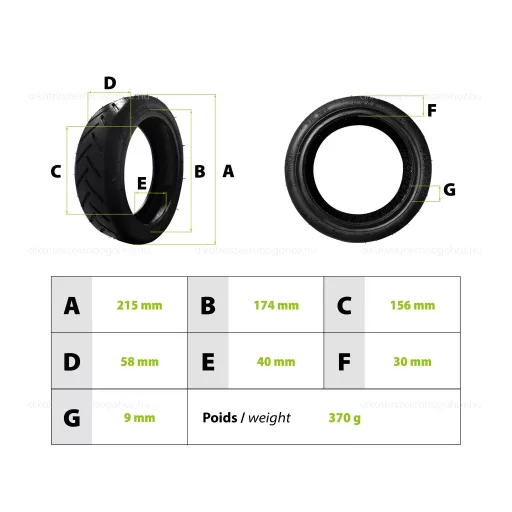 Gumiköpeny Xiaomi rollerhez (Wanda) - 8.5x2.50 (75/61) méret – elektromos roller gumik és belsők alkatrész, cikkszám: P14238