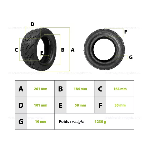 Külső gumi 90/65-6.5 (11”) - Road mintázat, tubeless (belső nélküli) – elektromos roller gumik és belsők alkatrész, cikkszám: P14253