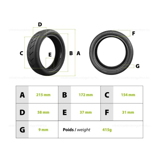 Gumiköpeny Xiaomi M365 50/75-6.1 (tömlős) – elektromos roller gumik és belsők alkatrész, cikkszám: P14317
