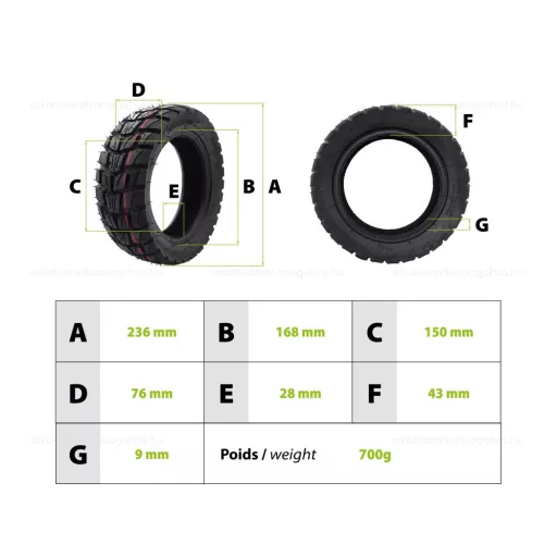 Offroad gumiköpeny Kaabo 80/65-6 Zero 10X (tömlős) – elektromos roller gumik és belsők alkatrész, cikkszám: P14318