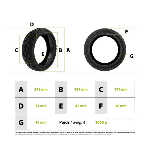 Offroad gumiköpeny Ninebot P100 / P65 10.5x2.75 (GEL defekttűrő, tömlős)