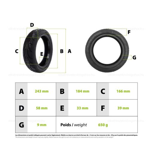 Gumiköpeny Ninebot F, Xiaomi Mi4 10x2.125-6.5 (GEL defekttűrő, tömlős)