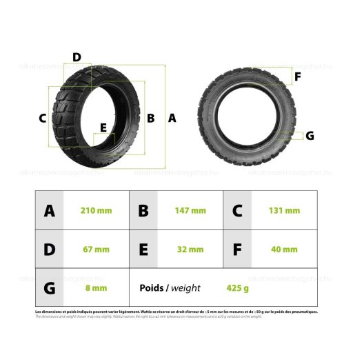 Semi-offroad gumiköpeny 8.5x3.0 Vsett 8 & 9 (tömlős)