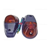   Index szett idomra szerelhető - karbon mintás, füstös lámpabúra