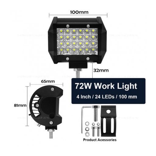LED munkalámpa 72W, 24 LED, 10 cm
