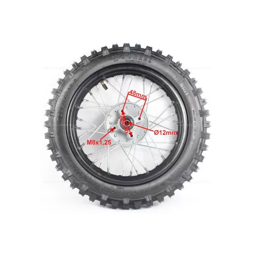 Komplett hátsó kerék 80/100-12 Dirt Bike / Pit Bike 125ccm