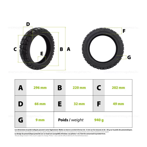 Gumiköpeny 12x2,50 tömlő nélküli semi off-road Xiaomi Scooter 6 Max / 6 Pro