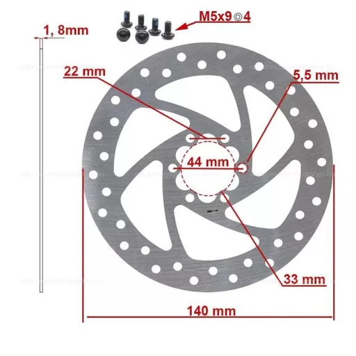 Féktárcsa 140mm 6 furatos elektromos rollerhez 