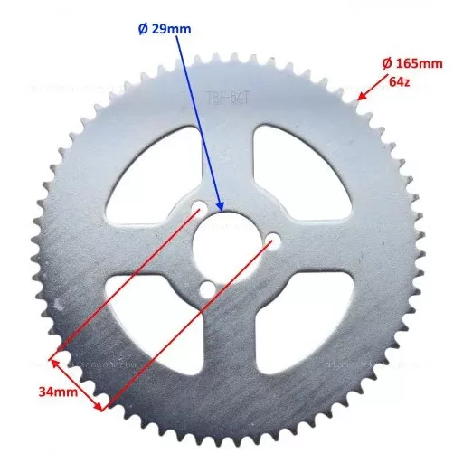 Hajtás lánckerék ATV / Quad / Pocket bike T8F, 64 fog, 140mm