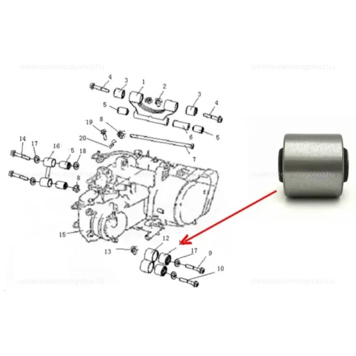 Jobb motortartó persely ATV / Quad Linhai 260 – 300ccm – 10x28.3x30mm