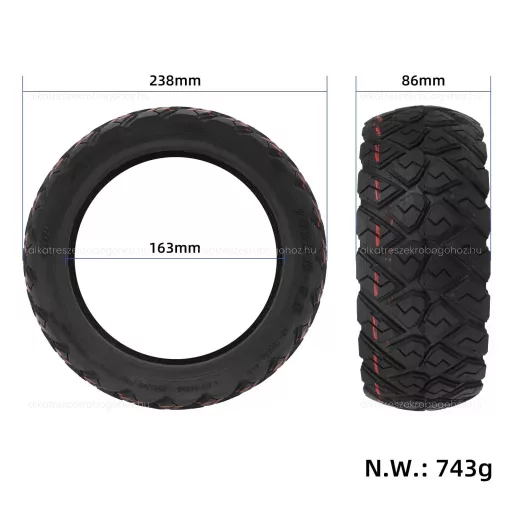 Külső gumi 10x3-6.5 – off-road, tömlő nélküli, elektromos rollerhez