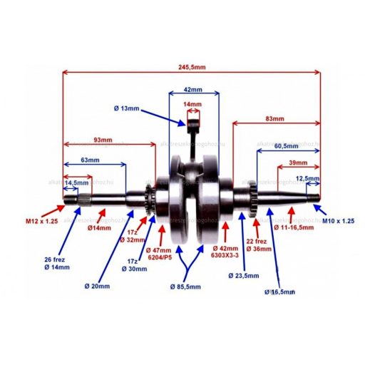 Főtengely 4T kínai robogóhoz 22-fogas RITKASÁG!!!