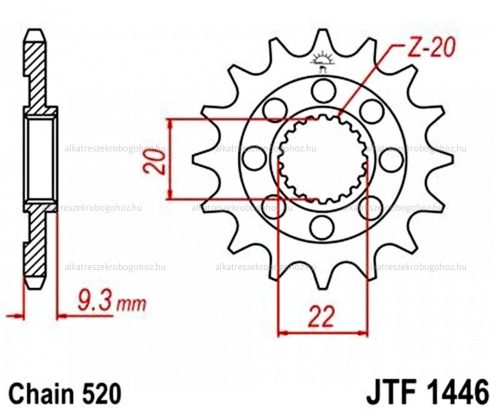 Lánckerék első JTF1446SC 520 13 fogas