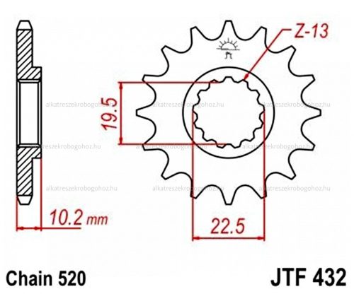 Lánckerék első JTF432SC 520 13 fogas