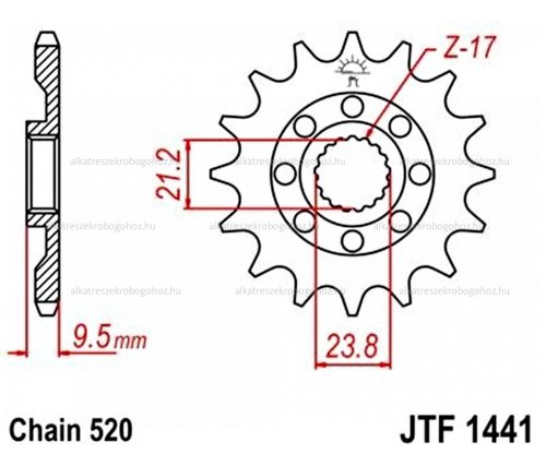 Lánckerék első JTF1441SC 520 14 fogas