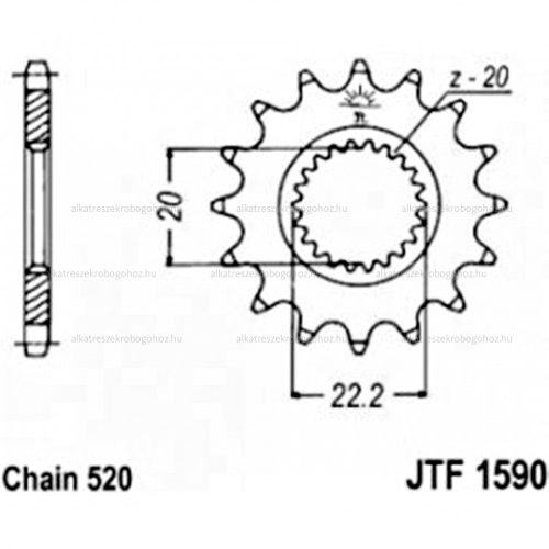 Lánckerék első JTF1590SC 520 14 fogas