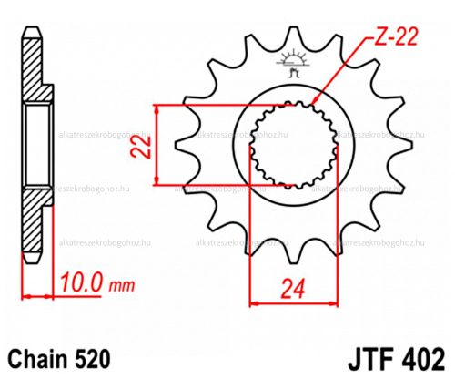 Lánckerék első JTF402 520 16 fogas