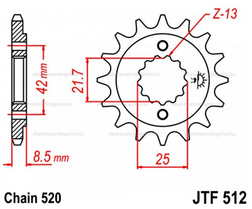 Lánckerék első JTF512 520 16 fogas