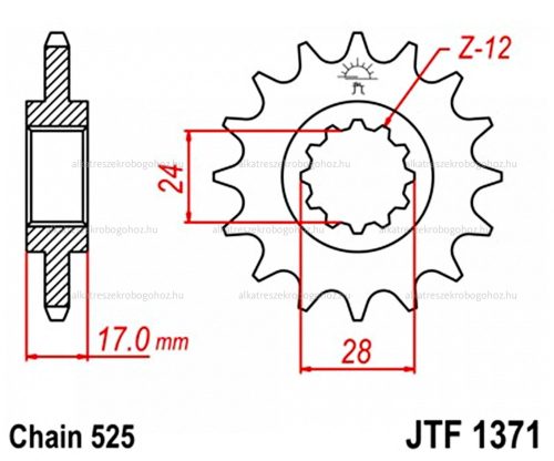 Lánckerék első JTF1371 525 15 fogas