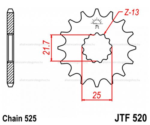Lánckerék első JTF520 525 15 fogas