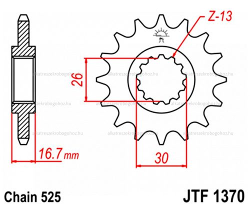 Lánckerék első JTF1370 525 16 fogas